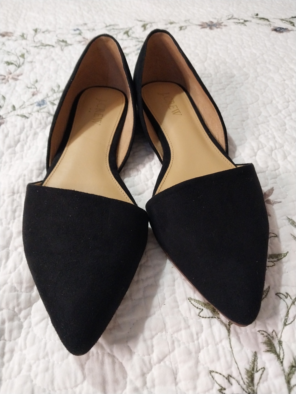 J. Crew Black Pointed D'Orsay Flats Chic.Corporate Bussines Wear Size 7